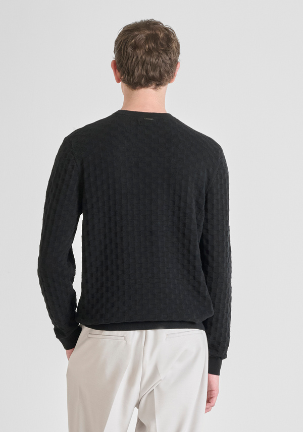 PULL COL ROND COUPE REGULAR EN COTON À MOTIF JACQUARD - Antony Morato Online Shop