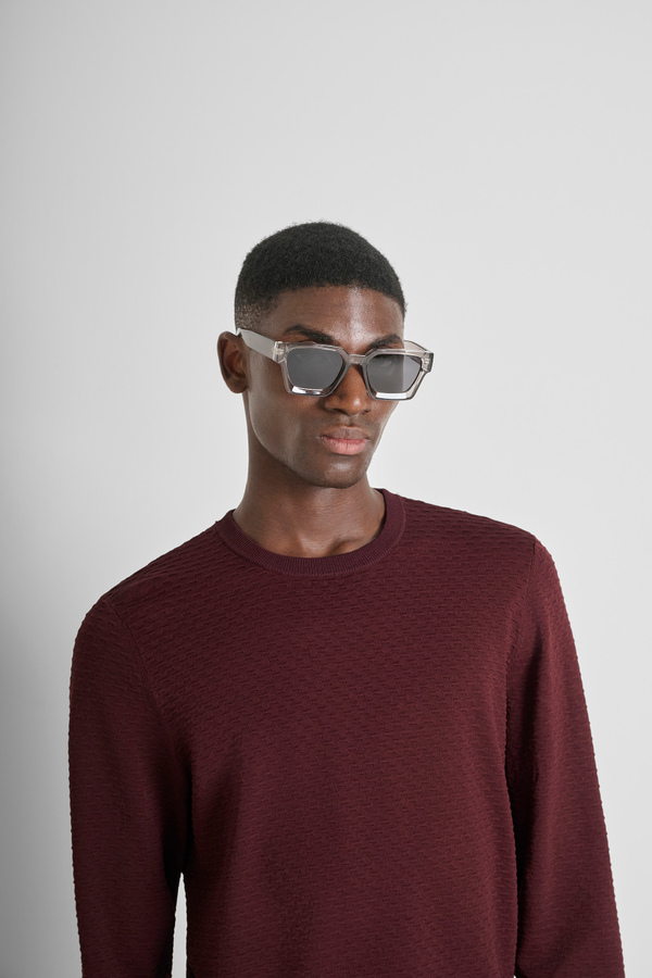 PULL COL ROND SLIM FIT EN MÉLANGE VISCOSE AVEC MOTIF JACQUARD - Antony Morato Online Shop