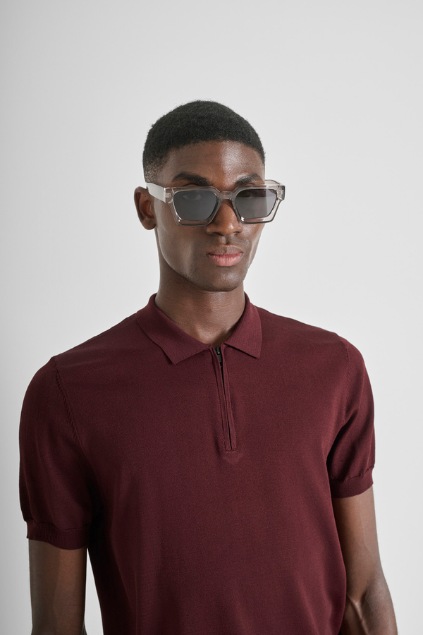 SLIM FIT POLO SHIRT IN VISCOSE BLEND YARN WITH ZIP - Antony Morato Online Shop