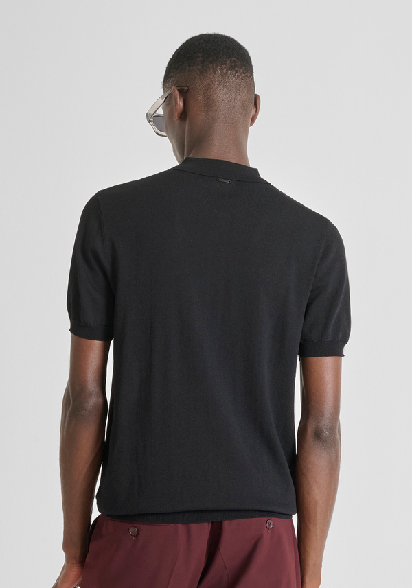 SLIM FIT POLO SHIRT IN VISCOSE BLEND YARN WITH ZIP - Antony Morato Online Shop