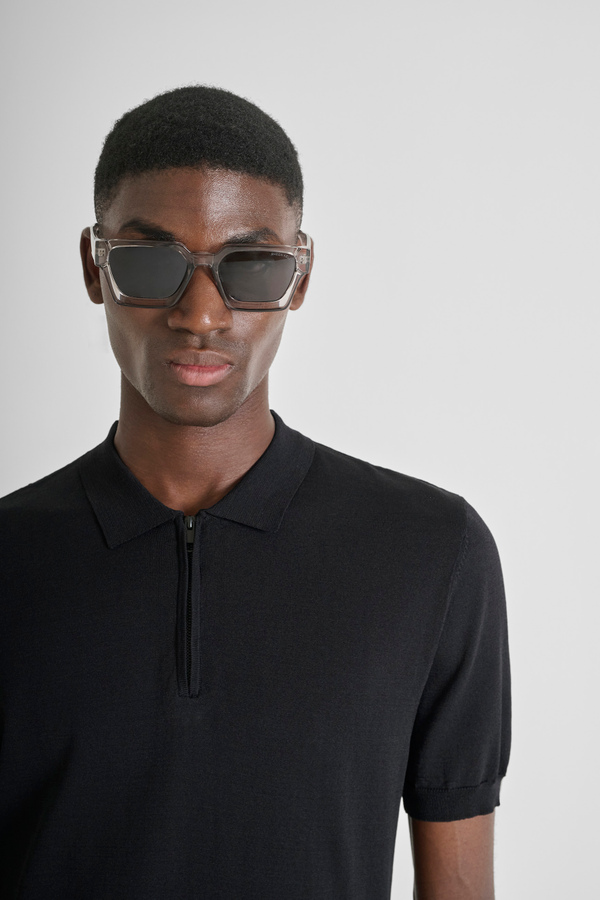 SLIM FIT POLO SHIRT IN VISCOSE BLEND YARN WITH ZIP - Antony Morato Online Shop