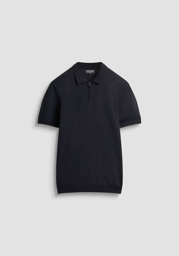 POLO SLIM FIT EN FIL MÉLANGÉ VISCOSE AVEC ZIP - Antony Morato Online Shop