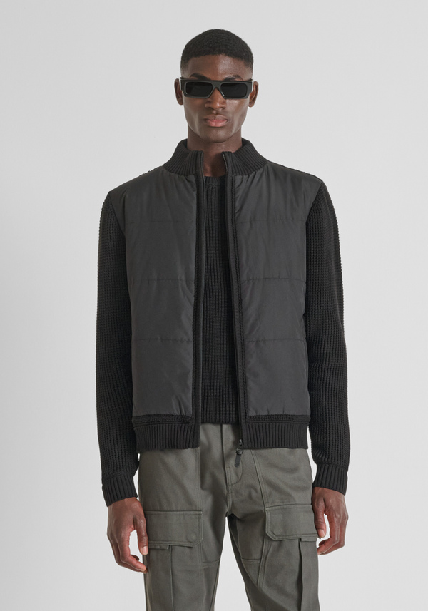 REGULAR FIT SOFT COTTON SWEATER WITH TECHNICAL FABRIC INSERTS - Antony Morato Online Shop