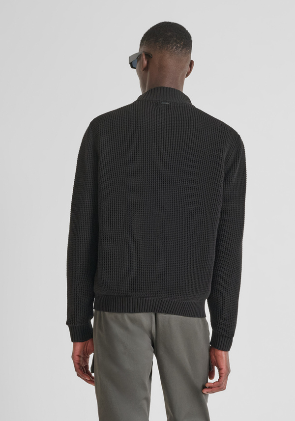 REGULAR FIT SOFT COTTON SWEATER WITH TECHNICAL FABRIC INSERTS - Antony Morato Online Shop