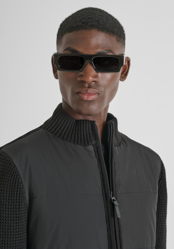 REGULAR FIT SOFT COTTON SWEATER WITH TECHNICAL FABRIC INSERTS - Antony Morato Online Shop