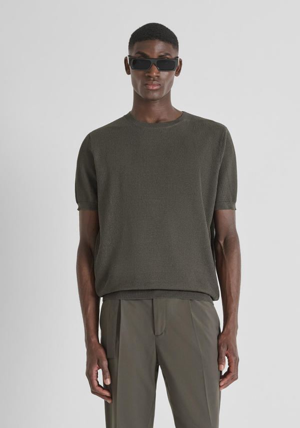 SHORT SLEEVE REGULAR FIT SUPER FINE VISCOSE BLEND JERSEY - Antony Morato Online Shop