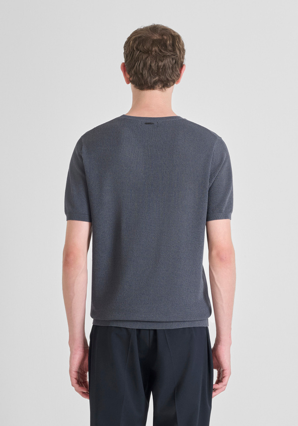 PULL MANCHES COURTES REGULAR FIT EN MÉLANGE VISCOSE SUPER FIN - Antony Morato Online Shop