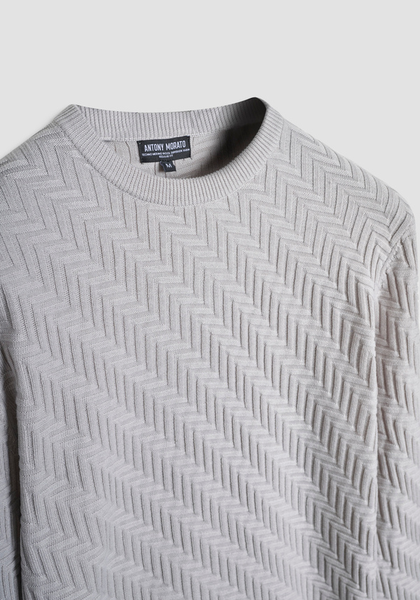 REGULAR FIT SWEATER IN WOOL WITH GEOMETRIC PATTERN - Antony Morato Online Shop