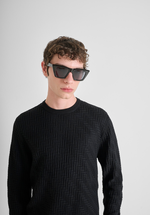 PULL REGULAR FIT EN LAINE AVEC MOTIF GÉOMÉTRIQUE - Antony Morato Online Shop