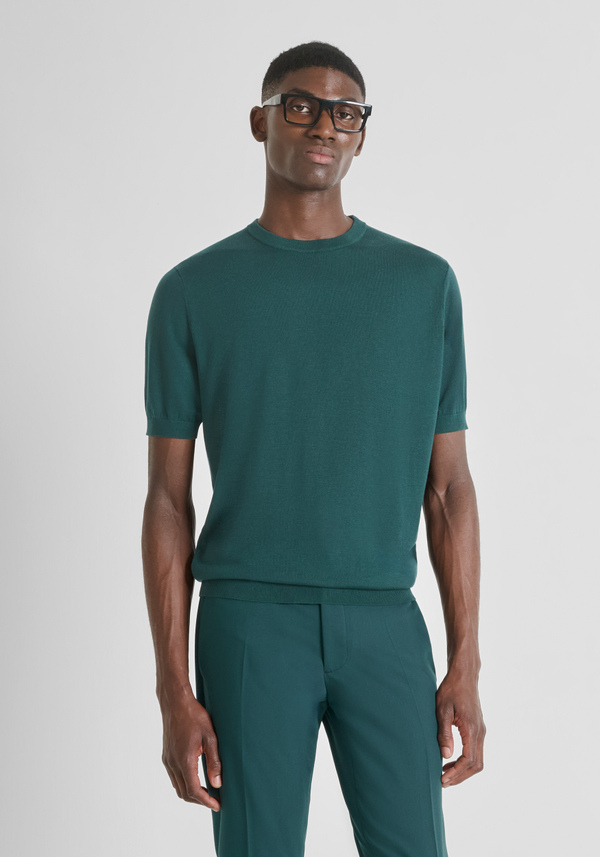 SHORT SLEEVE REGULAR FIT SWEATER IN WOOL BLEND - Antony Morato Online Shop