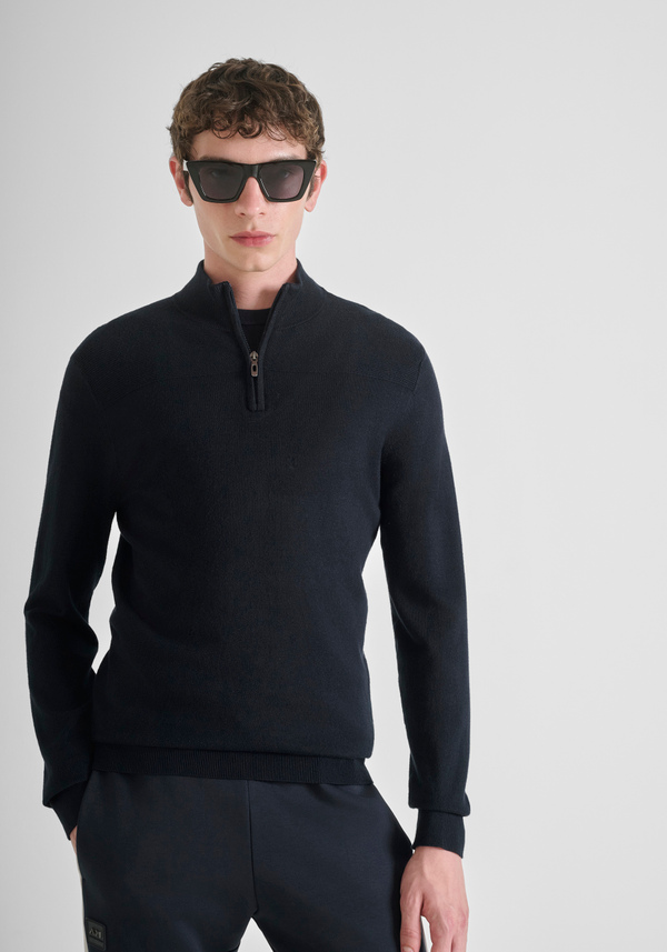SLIM FIT SWEATSHIRT IN VISCOSE BLEND WITH ZIP - Antony Morato Online Shop
