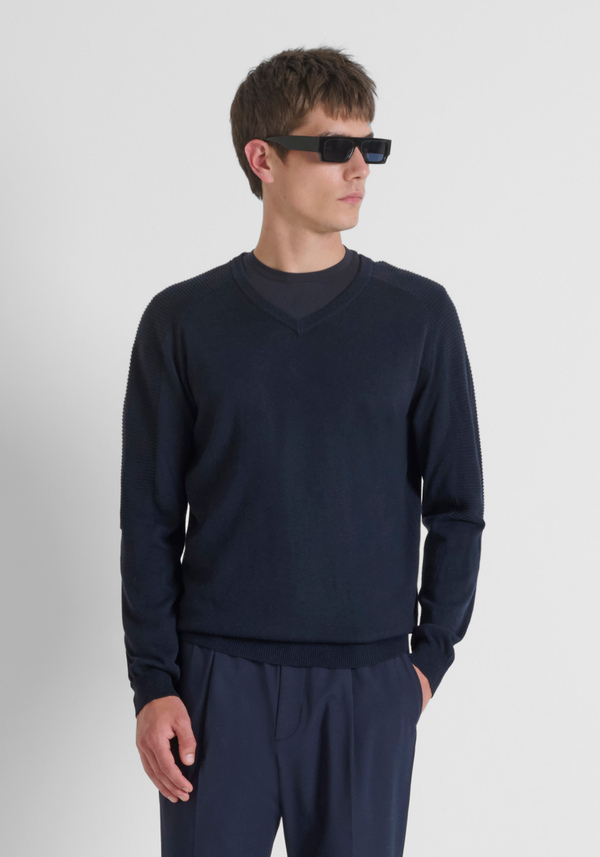 PULL COUPE REGULAR EN MÉLANGE DE LAINE MÉRINOS - Antony Morato Online Shop