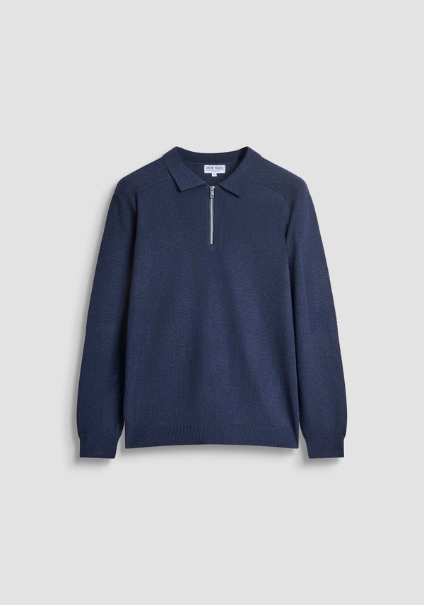 PULL COUPE REGULAR EN MÉLANGE DE LAINE MÉRINOS AVEC FERMETURE ÉCLAIR - Antony Morato Online Shop