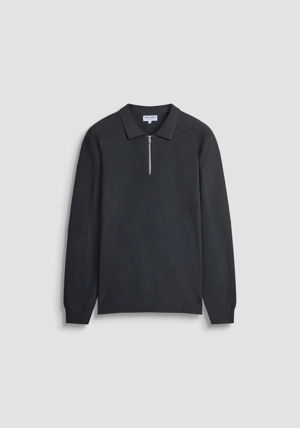 PULL COUPE REGULAR EN MÉLANGE DE LAINE MÉRINOS AVEC FERMETURE ÉCLAIR - Antony Morato Online Shop