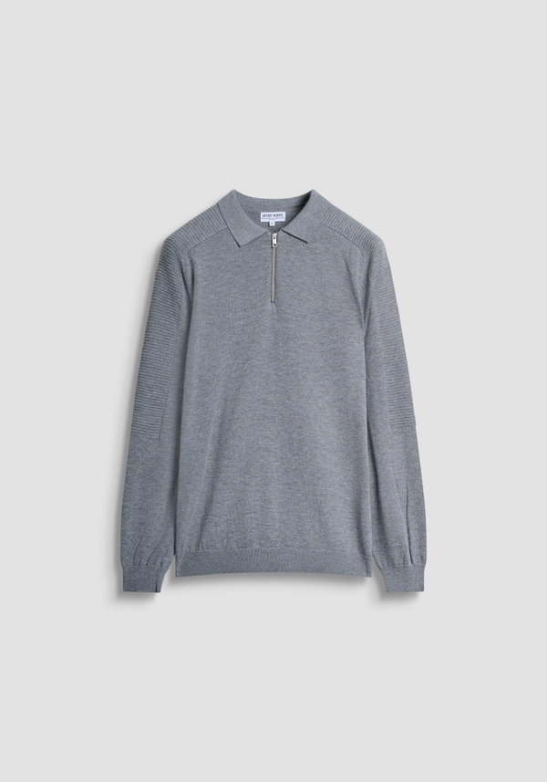 PULL COUPE REGULAR EN MÉLANGE DE LAINE MÉRINOS AVEC FERMETURE ÉCLAIR - Antony Morato Online Shop