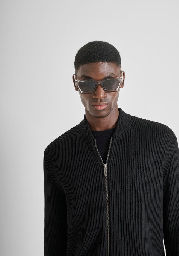 PULL EN TRICOT COUPE REGULAR ZIPPÉ EN MÉLANGE DE LAINE - Antony Morato Online Shop