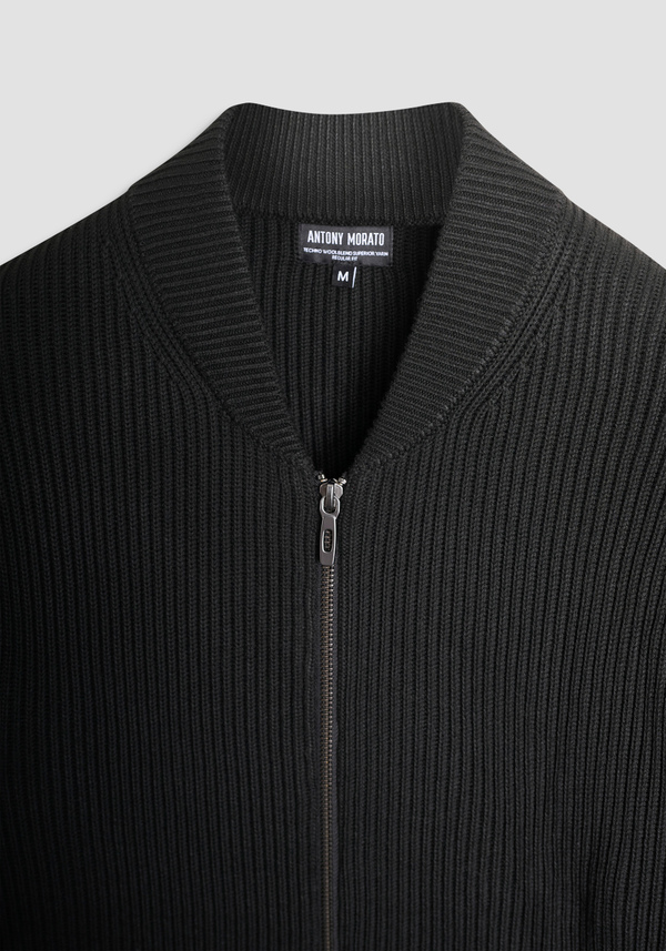PULL EN TRICOT COUPE REGULAR ZIPPÉ EN MÉLANGE DE LAINE - Antony Morato Online Shop