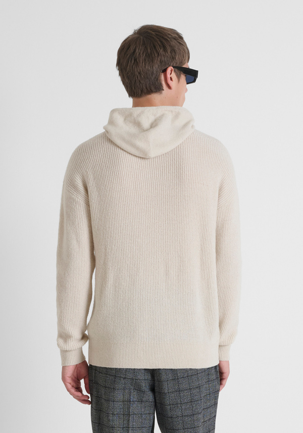 REGULAR FIT HOODED SWEATER IN MOHAIR WOOL BLEND - Antony Morato Online Shop
