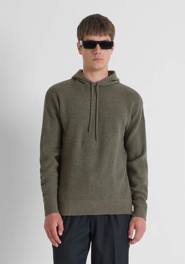 PULL À CAPUCHE COUPE REGULAR EN MÉLANGE DE LAINE ET DE MOHAIR - Antony Morato Online Shop