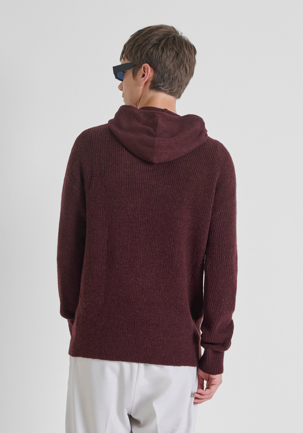 REGULAR FIT HOODED SWEATER IN MOHAIR WOOL BLEND - Antony Morato Online Shop