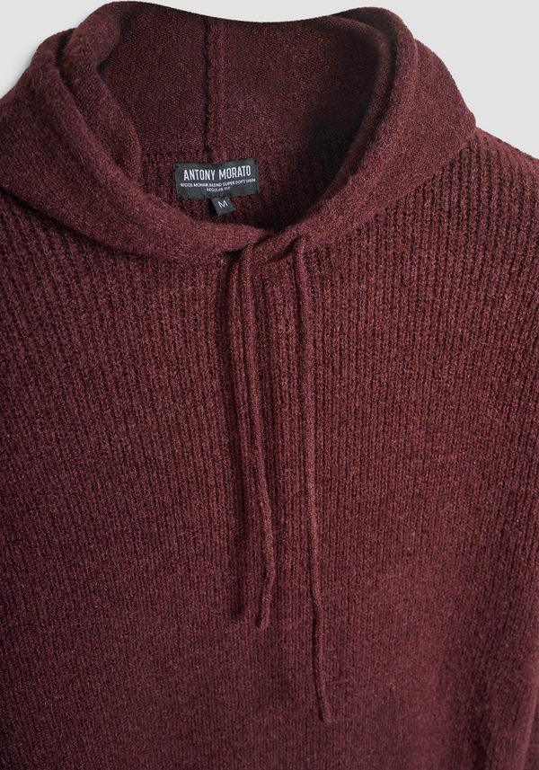 REGULAR FIT HOODED SWEATER IN MOHAIR WOOL BLEND - Antony Morato Online Shop