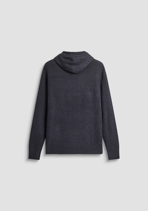 REGULAR FIT HOODED SWEATER IN MOHAIR WOOL BLEND - Antony Morato Online Shop