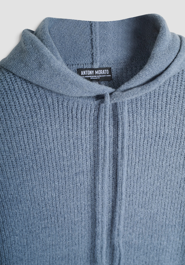 REGULAR FIT HOODED SWEATER IN MOHAIR WOOL BLEND - Antony Morato Online Shop