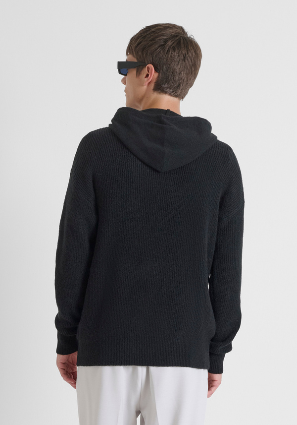REGULAR FIT HOODED SWEATER IN MOHAIR WOOL BLEND - Antony Morato Online Shop