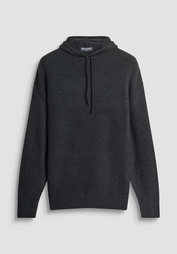 REGULAR FIT HOODED SWEATER IN MOHAIR WOOL BLEND - Antony Morato Online Shop