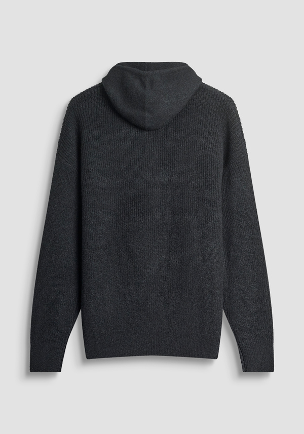 REGULAR FIT HOODED SWEATER IN MOHAIR WOOL BLEND - Antony Morato Online Shop