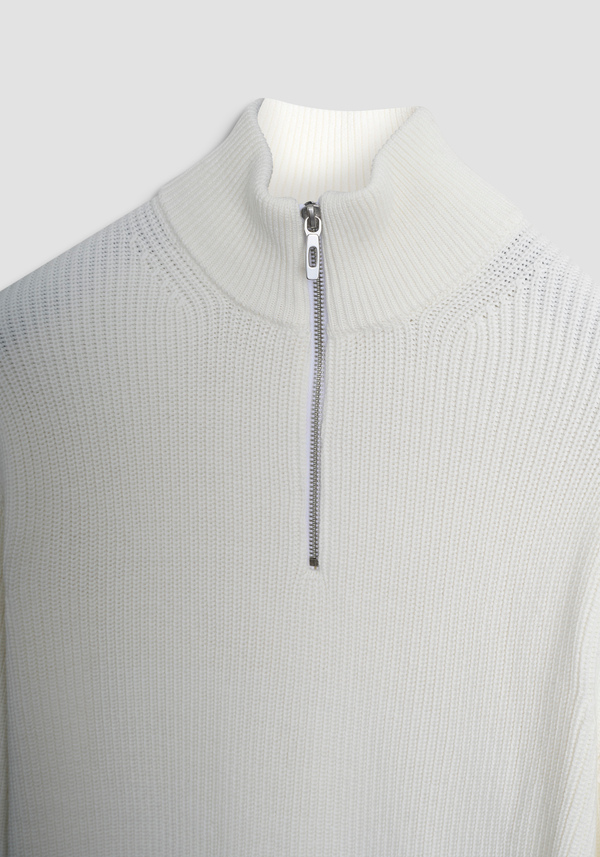 PULL EN TRICOT COUPE REGULAR EN MÉLANGE DE LAINE MÉRINOS AVEC FERMETURE ÉCLAIR - Antony Morato Online Shop