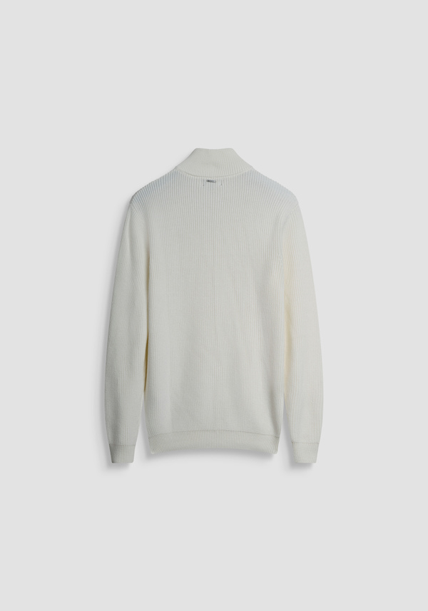 PULL EN TRICOT COUPE REGULAR EN MÉLANGE DE LAINE MÉRINOS AVEC FERMETURE ÉCLAIR - Antony Morato Online Shop