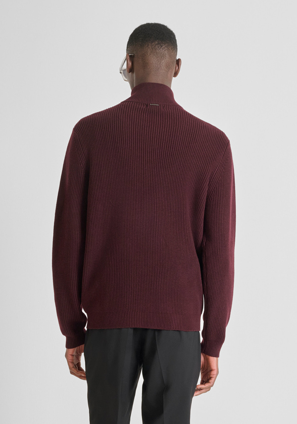 REGULAR FIT MERINO WOOL BLEND KNITTED JERSEY WITH ZIP - Antony Morato Online Shop