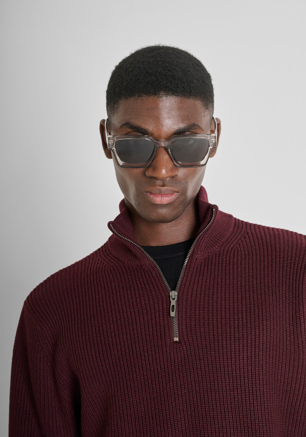 REGULAR FIT MERINO WOOL BLEND KNITTED JERSEY WITH ZIP - Antony Morato Online Shop