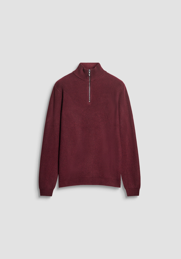 REGULAR FIT MERINO WOOL BLEND KNITTED JERSEY WITH ZIP - Antony Morato Online Shop