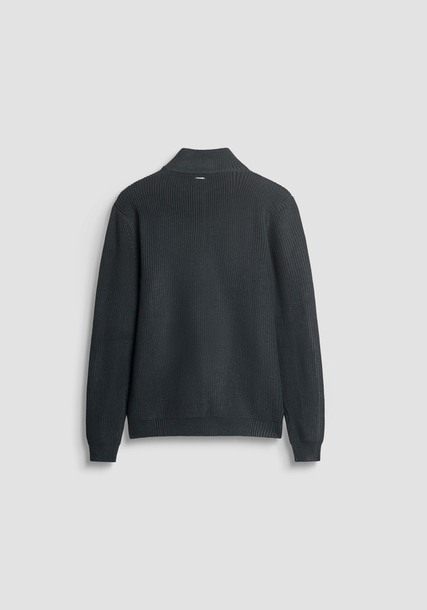 REGULAR FIT MERINO WOOL BLEND KNITTED JERSEY WITH ZIP - Antony Morato Online Shop