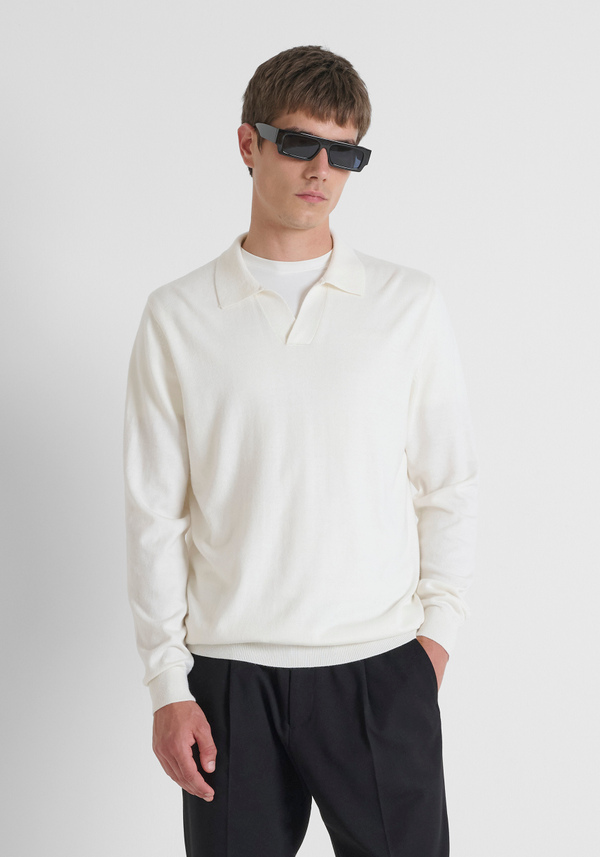 REGULAR FIT WOOL AND CASHMERE BLEND SWEATER WITH COLLAR - Antony Morato Online Shop