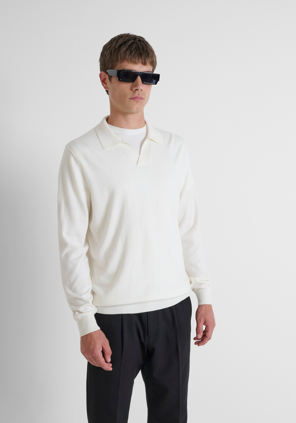 REGULAR FIT WOOL AND CASHMERE BLEND SWEATER WITH COLLAR - Antony Morato Online Shop