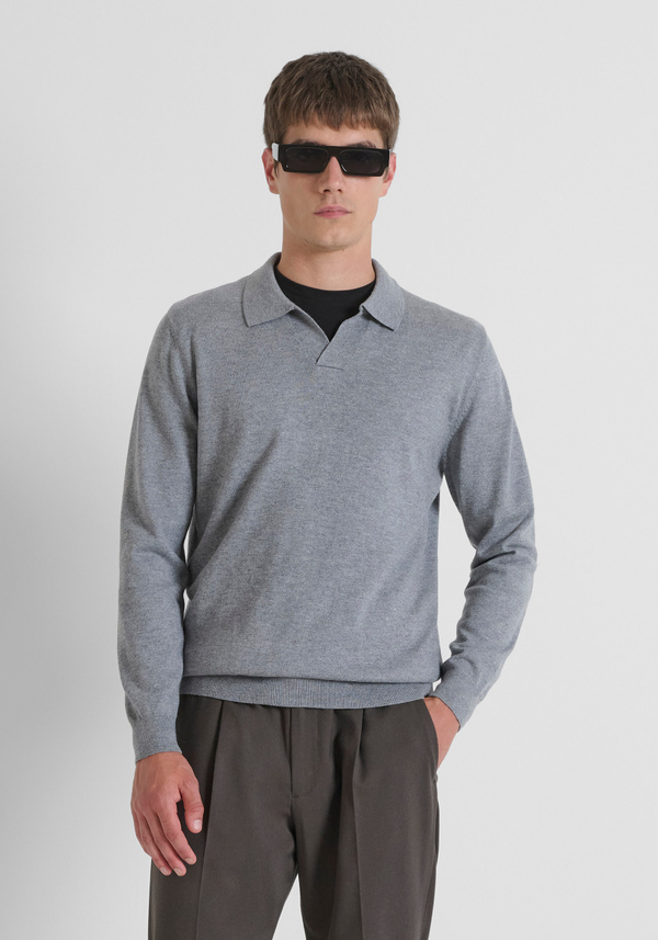 REGULAR FIT WOOL AND CASHMERE BLEND SWEATER WITH COLLAR - Antony Morato Online Shop