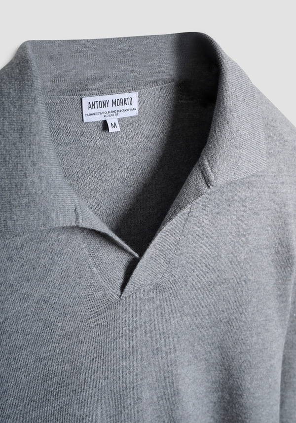 REGULAR FIT WOOL AND CASHMERE BLEND SWEATER WITH COLLAR - Antony Morato Online Shop