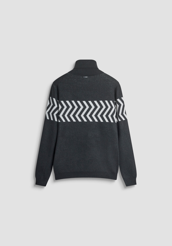 PULL À COL ROULÉ COUPE REGULAR EN FIL DE MÉRINOS ET LAINE À MOTIF GÉOMÉTRIQUE - Antony Morato Online Shop
