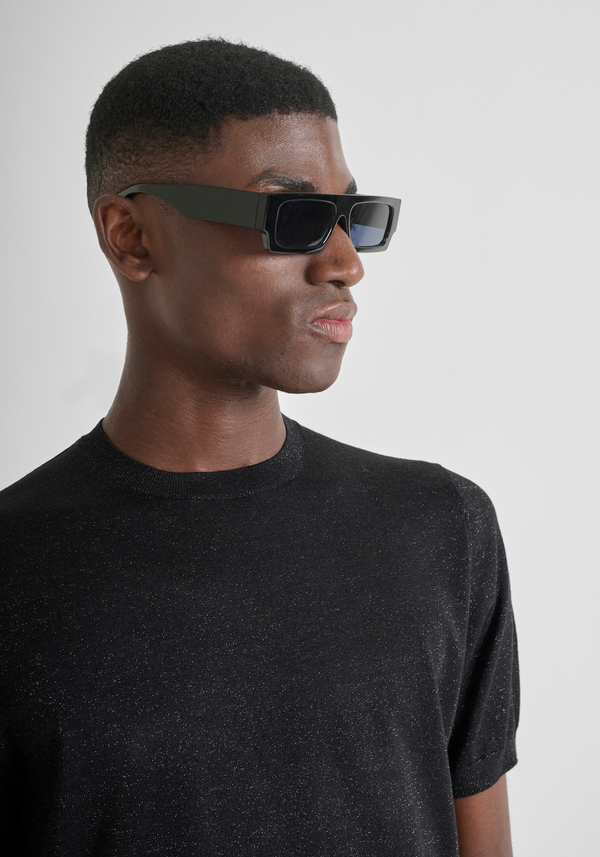 SLIM FIT SHORT SLEEVE WOOL BLEND T-SHIRT WITH LUREX - Antony Morato Online Shop