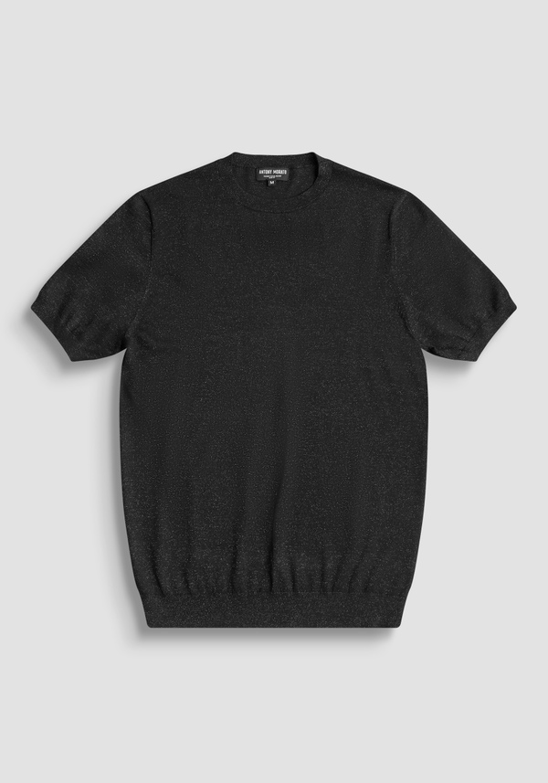 SLIM FIT SHORT SLEEVE WOOL BLEND T-SHIRT WITH LUREX - Antony Morato Online Shop