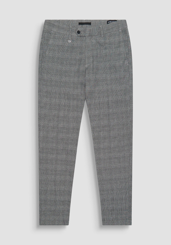 "BRYAN" SKINNY TROUSERS WITH PRINCE OF WALES PRINT IN STRETCH COTTON BLEND - Antony Morato Online Shop