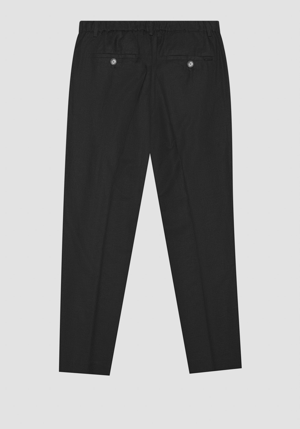 "GUSTAF" CARROT FIT TROUSERS IN VISCOSE LINEN FABRIC - Antony Morato Online Shop