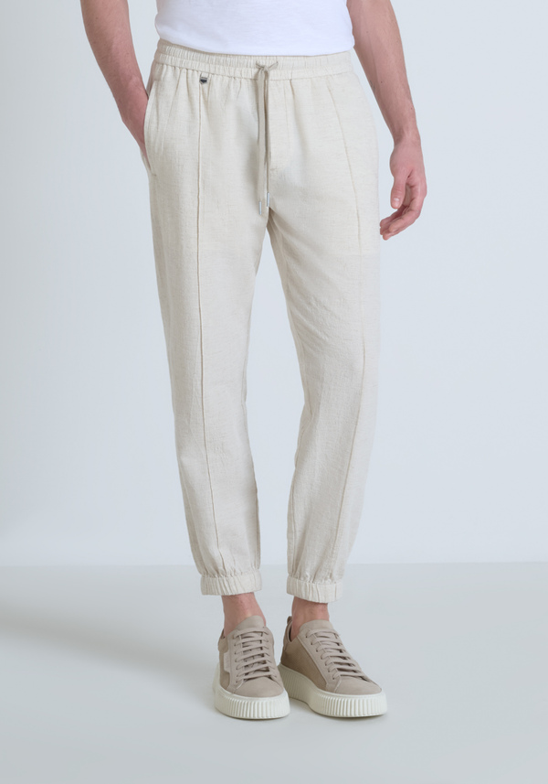 PANTALON REGULAR FIT « NATE » EN COTON MÉLANGÉ À DU LIN - Antony Morato Online Shop