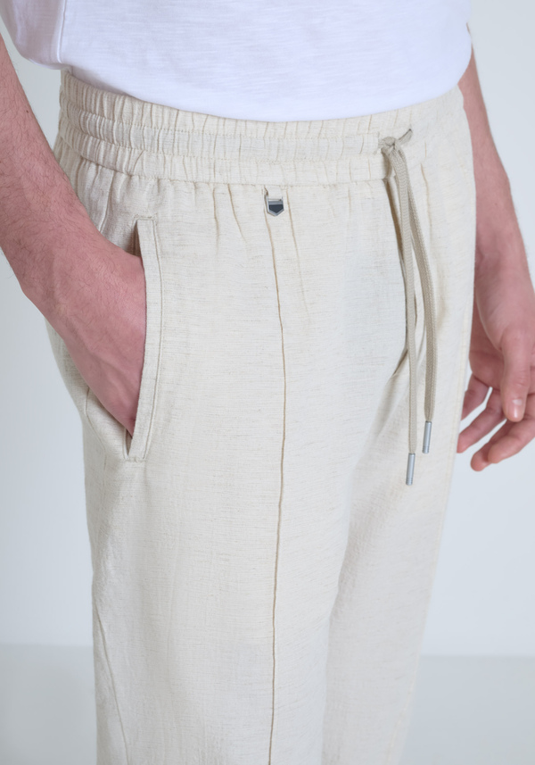 PANTALON REGULAR FIT « NATE » EN COTON MÉLANGÉ À DU LIN - Antony Morato Online Shop