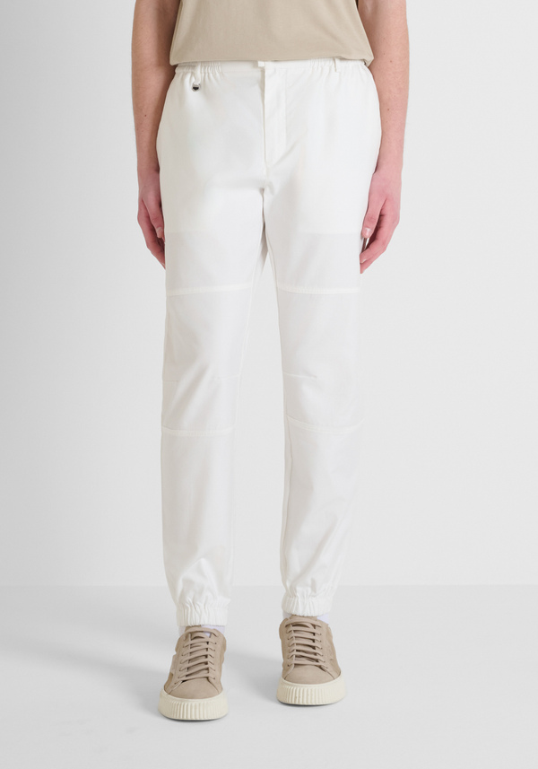 "KENT" COTTON BLEND REGULAR FIT TROUSERS WITH ELASTIC ANKLE CUFFS - Antony Morato Online Shop