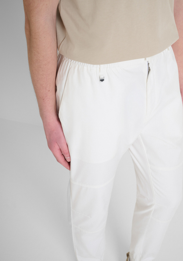 "KENT" COTTON BLEND REGULAR FIT TROUSERS WITH ELASTIC ANKLE CUFFS - Antony Morato Online Shop