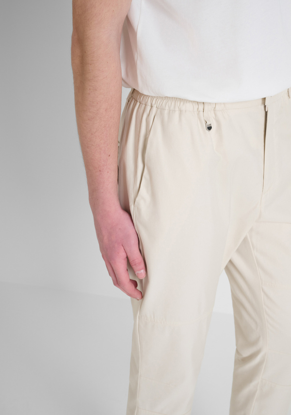"KENT" COTTON BLEND REGULAR FIT TROUSERS WITH ELASTIC ANKLE CUFFS - Antony Morato Online Shop